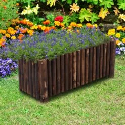 Outsunny Blumenkasten Natur 100 X 40 X 40 Cm (LxBxH) | Pflanzbeet Kräuterbeet Pflanzkasten Hochbeet -Entspannender Garten 8600336600 845 101 prod 004