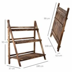 Outsunny Pflanzentreppe Klappbar Natur 100 X 37 X 93 Cm (LxBxH) | Blumenregal Blumenbank Blumentreppe Blumenständer -Entspannender Garten 8600336600 845 113 prod 005