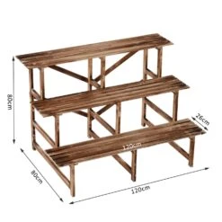 Outsunny Pflanzentreppe Mit 3 Stufen Natur 120 X 80 X 80 Cm (LxBxH) | Blumenregal Blumenbank Blumentreppe Blumenständer -Entspannender Garten 8600336600 845 116 prod 005