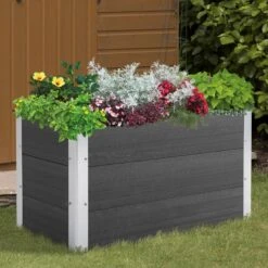 Outsunny Blumenkübel Grau 100 X 50 X 50 Cm (LxBxH) | Pflanzkasten Wetterfester Blumenkasten Garten -Entspannender Garten 8600336600 845 227V01 prod 003