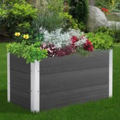 Outsunny Blumenkübel Grau 100 X 50 X 50 Cm (LxBxH) | Pflanzkasten Wetterfester Blumenkasten Garten -Entspannender Garten 8600336600 845 227V01 prod 004