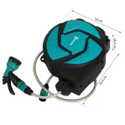 DURHAND Schlauchtrommel Mit Multibrause Grün, Schwarz 29,5 X 16,5 X 33 Cm (LxBxH) | Schlauchaufroller Wasserschlauchtrommel Aufroller -Entspannender Garten 8600336600 845 260 prod 005