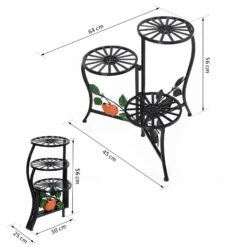 Outsunny Blumenständer Mit 3 Ablagen Schwarz 64 X 45 X 56 Cm (LxBxH) | Blumentreppe Pflanzenständer Metallständer -Entspannender Garten 8600336600 845 271 prod 005