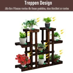Outsunny Vierstufiges Blumenregal Dunkelbraun 95 X 25 X 72 Cm (LxBxH) | Pflanzenregal Pflanzentreppe Blumenständer Regal -Entspannender Garten 8600336600 845 296 prod 006
