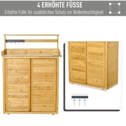 Outsunny Gärtnertisch Mit Stauraum Und Arbeitsfläche Braun 87 X 45 X 120 (LxBxH) | Pflanztisch Mit Stauraum Blumentisch Geräteschrank -Entspannender Garten 8600336600 845 358 prod 005