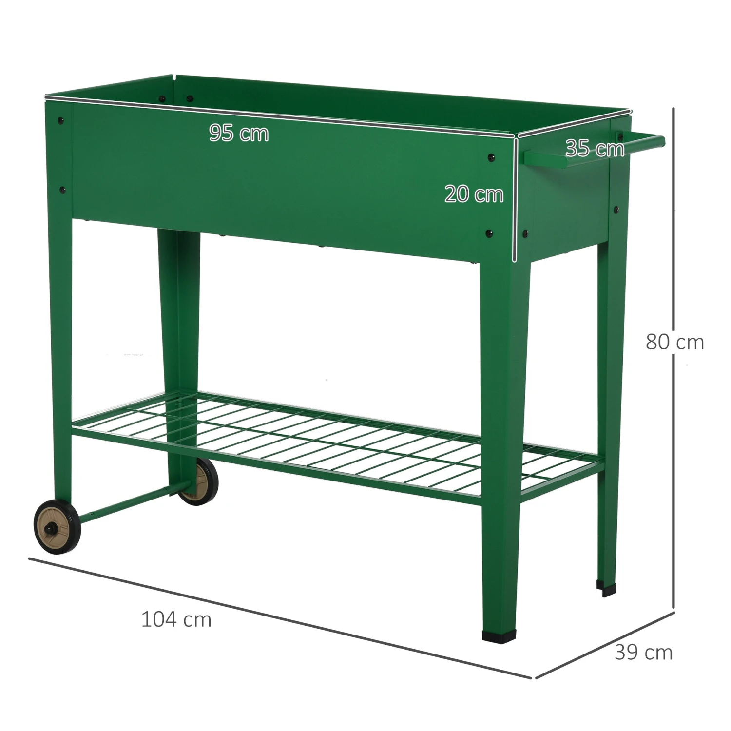 Outsunny Hochbeet Mit Rädern 104 X 39 X 80 Cm (BxTxH) | Kräuterbeet Pflanzkasten Blumenkasten Gartenbeet 5 Outsunny Hochbeet Mit Rädern 104 X 39 X 80 Cm (BxTxH) | Kräuterbeet Pflanzkasten Blumenkasten Gartenbeet – Bild 5