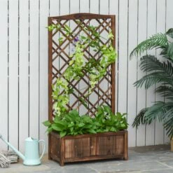 Outsunny Planzkasten Mit Rankgitter 60 X 30 X 122,5 Cm (BxTxH) | Holzgitter Kletterpflanze Blumenkasten Rosengitter 8 Outsunny Planzkasten Mit Rankgitter 60 X 30 X 122,5 Cm (BxTxH) | Holzgitter Kletterpflanze Blumenkasten Rosengitter -Entspannender Garten 8600336600 845 388 prod 003