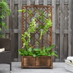 Outsunny Planzkasten Mit Rankgitter 60 X 30 X 122,5 Cm (BxTxH) | Holzgitter Kletterpflanze Blumenkasten Rosengitter 9 Outsunny Planzkasten Mit Rankgitter 60 X 30 X 122,5 Cm (BxTxH) | Holzgitter Kletterpflanze Blumenkasten Rosengitter -Entspannender Garten 8600336600 845 388 prod 004