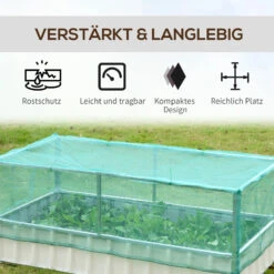 Outsunny Gartenbeet Mit Netzabdeckung Weiß, Grün 174 X 90 X 70 Cm (LxBxH) | Kräuterbeet Pflanzkasten Blumenkasten Gartenkräuter -Entspannender Garten 8600336600 845 447 prod 006