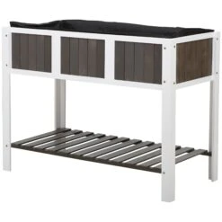 Outsunny Hochbeet Weiß, Grau 119 X 57 X 89 Cm (BxTxH) | Gewächshaus Gartenbeet Hochbeet Frühbeet