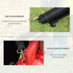 Outsunny Laubgebläse 3000 W Starkes Laubgebläse, 3-in-1 Funktion, 45-Liter-Fangsack Rot 118 X 17 X 29 Cm (LxBxH) | Vakuumgebläse Laubbläser Blätter Abfall -Entspannender Garten 8600336600 845 488V90 prod 006