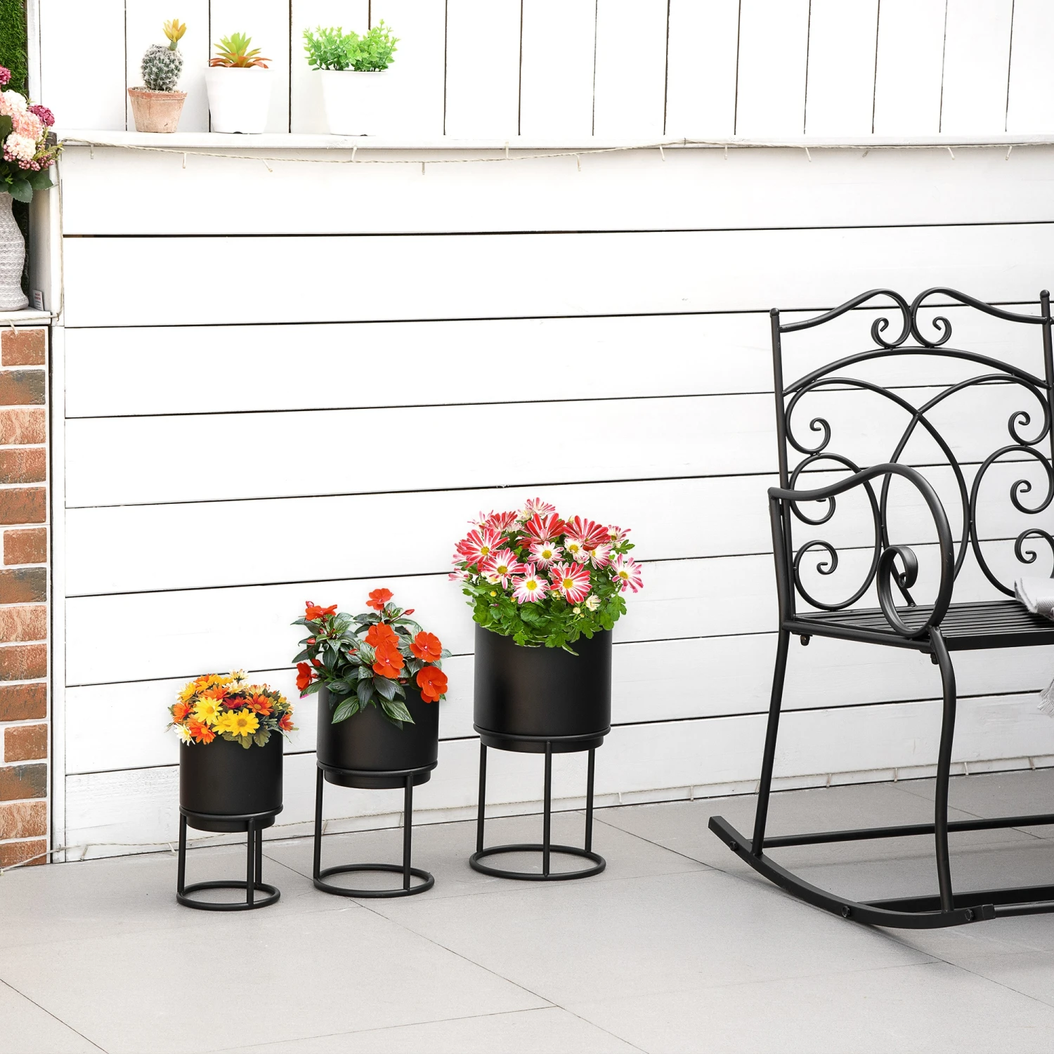 Outsunny Blumenständer Set Mit Abflusslöcher Schwarz Ø22 X 41H Cm | Blumenständer Blumentopf Pflanzenständer Blumenhocker 4 Outsunny Blumenständer Set Mit Abflusslöcher Schwarz Ø22 X 41H Cm | Blumenständer Blumentopf Pflanzenständer Blumenhocker – Bild 4