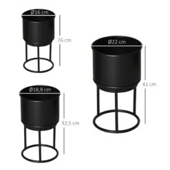 Outsunny Blumenständer Set Mit Abflusslöcher Schwarz Ø22 X 41H Cm | Blumenständer Blumentopf Pflanzenständer Blumenhocker 10 Outsunny Blumenständer Set Mit Abflusslöcher Schwarz Ø22 X 41H Cm | Blumenständer Blumentopf Pflanzenständer Blumenhocker -Entspannender Garten 8600336600 845 568BK prod 005