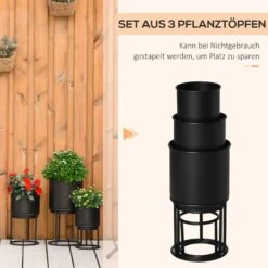 Outsunny Blumenständer Set Mit Abflusslöcher Schwarz Ø22 X 41H Cm | Blumenständer Blumentopf Pflanzenständer Blumenhocker 11 Outsunny Blumenständer Set Mit Abflusslöcher Schwarz Ø22 X 41H Cm | Blumenständer Blumentopf Pflanzenständer Blumenhocker -Entspannender Garten 8600336600 845 568BK prod 006