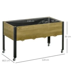 Outsunny Hochbeet Mit Rädern Braun 120L X 60,5B X 66H Cm | Pflanztisch Hochbeet Pflanzkasten Mit Rollen Blumenkasten -Entspannender Garten 8600336600 845 630V01 prod 005