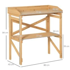 Outsunny Pflanztisch Mit Schutzkante Braun 80 X 40 X 84 Cm | Ablagefläche Gärtnertisch Garten Holz Hellbraun -Entspannender Garten 8600336600 845 669 prod 005