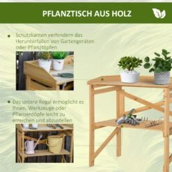 Outsunny Pflanztisch Mit Schutzkante Braun 80 X 40 X 84 Cm | Ablagefläche Gärtnertisch Garten Holz Hellbraun -Entspannender Garten 8600336600 845 669 prod 006
