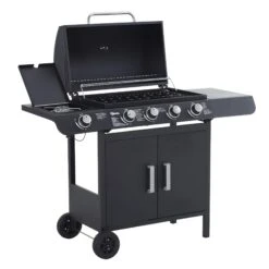 Outsunny Gasgrill Mit Räder Schwarz 125L X 51B X 100H Cm | Tischgrill Barbecue Grill Bbq Grill