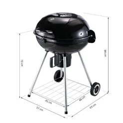 Outsunny Grillwagen Mit Aschenträger Schwarz, Silber 57 X 63 X 94 Cm (LxBxH) | Kohlegrill BBQ Standgrill Holzkohlegrill Gartengrill -Entspannender Garten 8600336600 846 021 prod 005