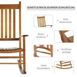 Outsunny Schaukelstuhl Mit Armlehne 69 X 86 X 115 Cm (BxTxH) | Schwingsessel Relaxstuhl Gartenstuhl Holzstuhl -Entspannender Garten 8600336600 84A 041 prod 006
