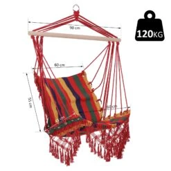 Outsunny Hängesessel Bunt 100 X 60 X 100 Cm (LxBxH) | Hängeschaukel Schwebesessel Hängestuhl Hängesitz -Entspannender Garten 8600336600 84A 109 prod 005