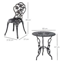 Outsunny Gartenmöbel Als 3-teiliges Set Schwarz | Gartenset Sitzgruppe Balkonset Balkongarnitur -Entspannender Garten 8600336600 84B 029 prod 005