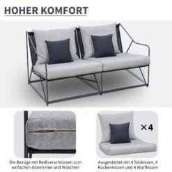 Outsunny Gartensitzgruppe Mit Couchtisch Grau, Schwarz | Gartenset Gartensofaset Sitzgruppe Gartenmöbel 11 Outsunny Gartensitzgruppe Mit Couchtisch Grau, Schwarz | Gartenset Gartensofaset Sitzgruppe Gartenmöbel -Entspannender Garten 8600336600 84B 610 prod 006