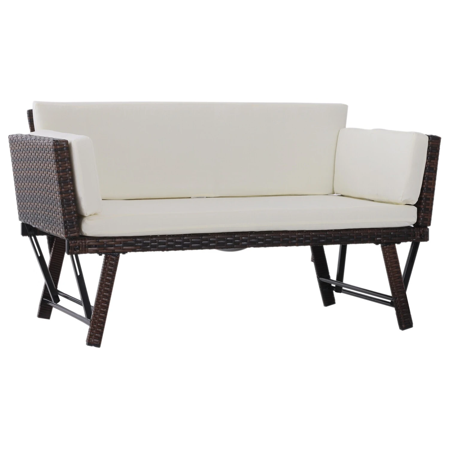 Outsunny Gartensofa Mit Klappbaren Armlehnen 129 X 66 X 67 Cm (LxBxH) | Gartenmöbel Loungesofa Gartenbank Gartenliege 1 Outsunny Gartensofa Mit Klappbaren Armlehnen 129 X 66 X 67 Cm (LxBxH) | Gartenmöbel Loungesofa Gartenbank Gartenliege