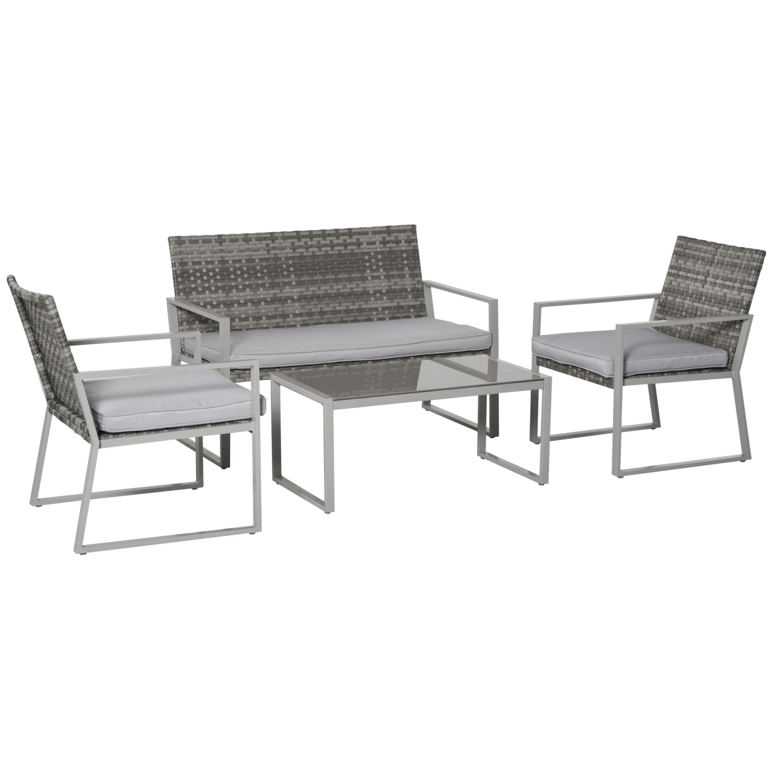 Outsunny Rattan Sitzgruppe Für 4 Personen Grau | Sitzgarnitur Gartengarnitur Gartenmöbel-Set 2 Outsunny Rattan Sitzgruppe Für 4 Personen Grau | Sitzgarnitur Gartengarnitur Gartenmöbel-Set – Bild 2