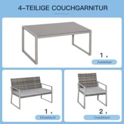 Outsunny Rattan Sitzgruppe Für 4 Personen Grau | Sitzgarnitur Gartengarnitur Gartenmöbel-Set 11 Outsunny Rattan Sitzgruppe Für 4 Personen Grau | Sitzgarnitur Gartengarnitur Gartenmöbel-Set -Entspannender Garten 8600336600 860 082 prod 006