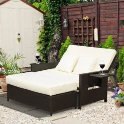 Outsunny Polyrattan Lounge-Sofa Mit Kissen 130 X 72 X 96 Cm (LxBxH) | Gartensofa Gartenliege Rattansofa Gartenmöbel -Entspannender Garten 8600336600 862 012 prod 003