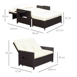 Outsunny Polyrattan Lounge-Sofa Mit Kissen 130 X 72 X 96 Cm (LxBxH) | Gartensofa Gartenliege Rattansofa Gartenmöbel -Entspannender Garten 8600336600 862 012 prod 005