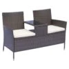Outsunny Polyrattan Gartenbank 133 X 63 X 84 Cm (LxBxH) | Gartensofa Sitzbank Mit Tisch 2-Sitzer Rattanmöbel