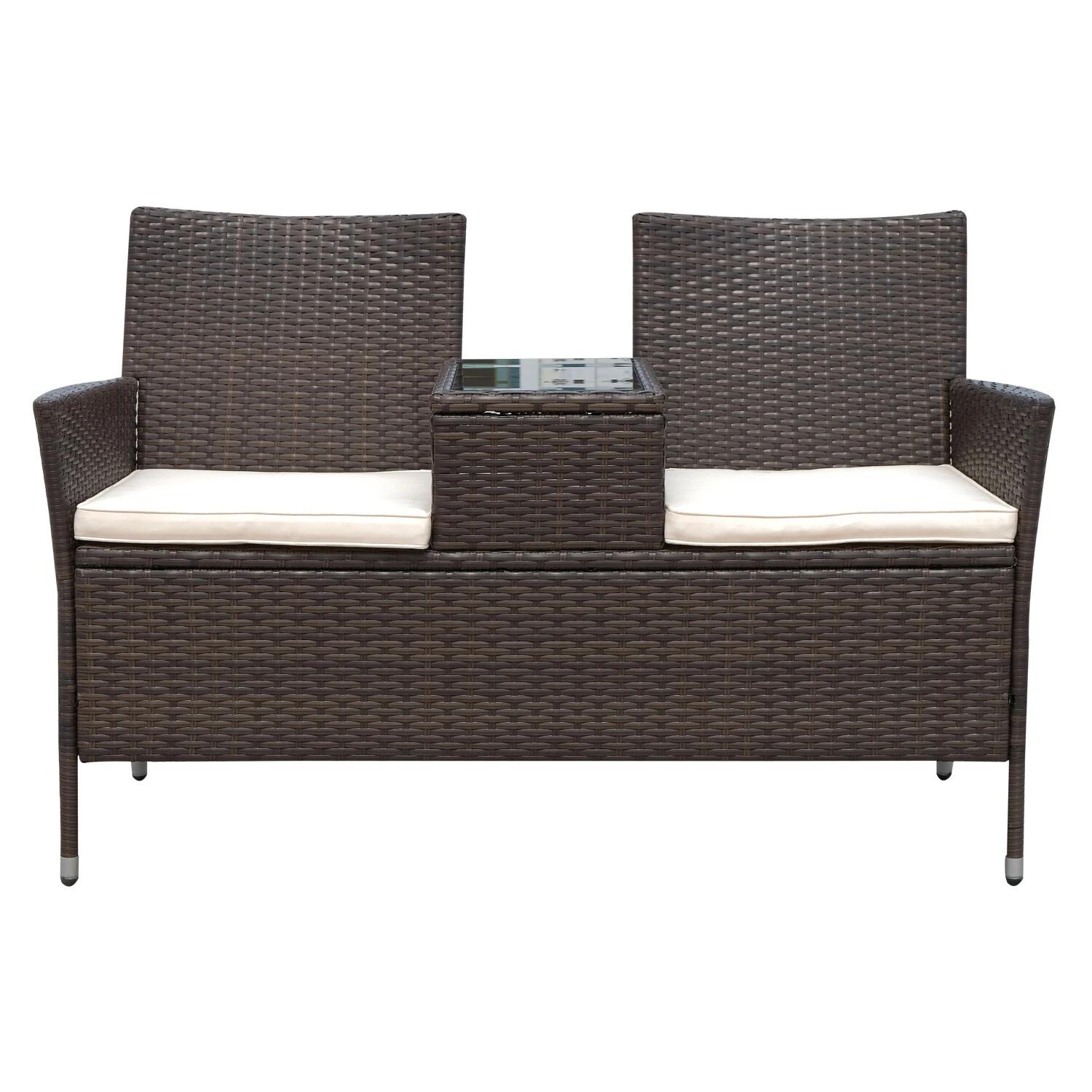 Outsunny Polyrattan Gartenbank 133 X 63 X 84 Cm (LxBxH) | Gartensofa Sitzbank Mit Tisch 2-Sitzer Rattanmöbel 2 Outsunny Polyrattan Gartenbank 133 X 63 X 84 Cm (LxBxH) | Gartensofa Sitzbank Mit Tisch 2-Sitzer Rattanmöbel – Bild 2