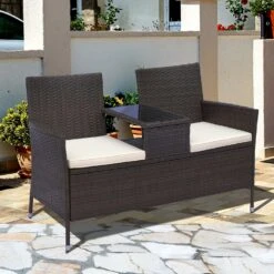Outsunny Polyrattan Gartenbank 133 X 63 X 84 Cm (LxBxH) | Gartensofa Sitzbank Mit Tisch 2-Sitzer Rattanmöbel 8 Outsunny Polyrattan Gartenbank 133 X 63 X 84 Cm (LxBxH) | Gartensofa Sitzbank Mit Tisch 2-Sitzer Rattanmöbel -Entspannender Garten 8600336600 867 027BN prod 003