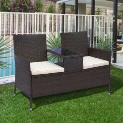 Outsunny Polyrattan Gartenbank 133 X 63 X 84 Cm (LxBxH) | Gartensofa Sitzbank Mit Tisch 2-Sitzer Rattanmöbel 9 Outsunny Polyrattan Gartenbank 133 X 63 X 84 Cm (LxBxH) | Gartensofa Sitzbank Mit Tisch 2-Sitzer Rattanmöbel -Entspannender Garten 8600336600 867 027BN prod 004