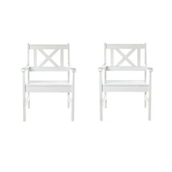 Outdoor-Stuhl-Set, 2-tlg. Landhaus Weiß
