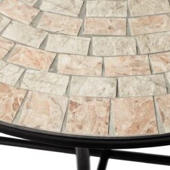 Gartentisch Aus Metall Mit Mosaikplatte, 70 Cm ø Kemo Schwarz/Beige -Entspannender Garten 8600342900 6591167 prod 003