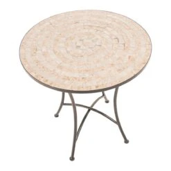 Gartentisch Aus Metall Mit Mosaikplatte, 70 Cm ø Kemo Schwarz/Beige -Entspannender Garten 8600342900 6591167 prod 006