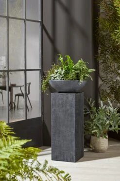 Pflanzsäule Mit Schale Marsala Grau -Entspannender Garten 8600342900 9398829 prod 002