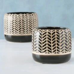 Pflanztopf-Set, 2-tlg. Ivy Schwarz/Beige -Entspannender Garten 8600342900 9443660 prod 005