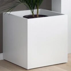 Vicco Blumenkasten Ruben Weiß 40x40cm Sitzhocker Blumen Übertopf Blumenkübel -Entspannender Garten 8600343700 34273 prod 005