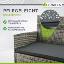 Juskys Polyrattan Gartenmöbel-Set Fort Myers Grau-meliert Mit Tisch, Sofa, 2 Stühle & Auflagen -Entspannender Garten 8600348200 57290370 prod 004