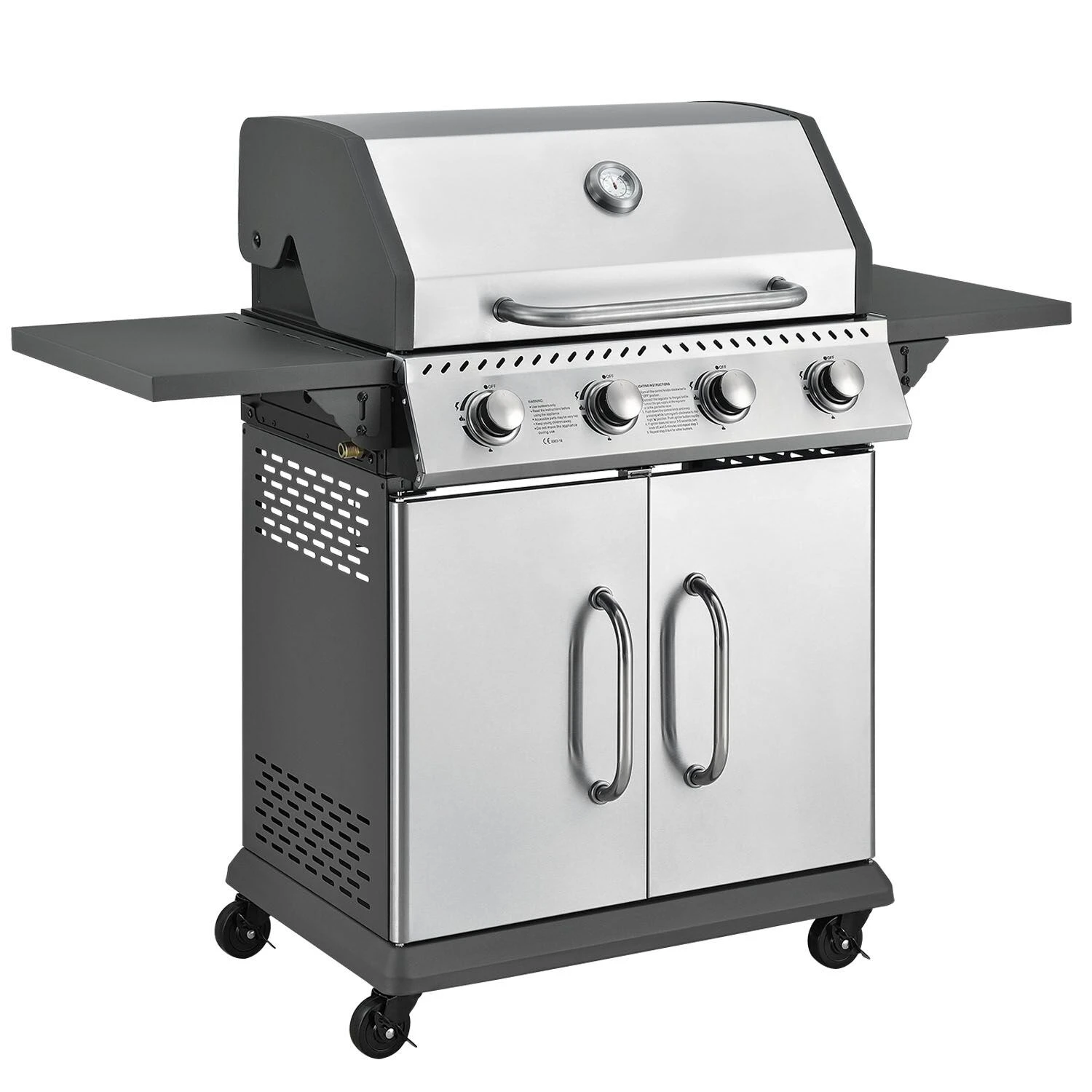 Juskys Gasgrill Kansas Mit 4 Brenner, Warmhaltrost, Thermometer & Seitenablagen – Grill Grillwagen 1 Juskys Gasgrill Kansas Mit 4 Brenner, Warmhaltrost, Thermometer & Seitenablagen – Grill Grillwagen