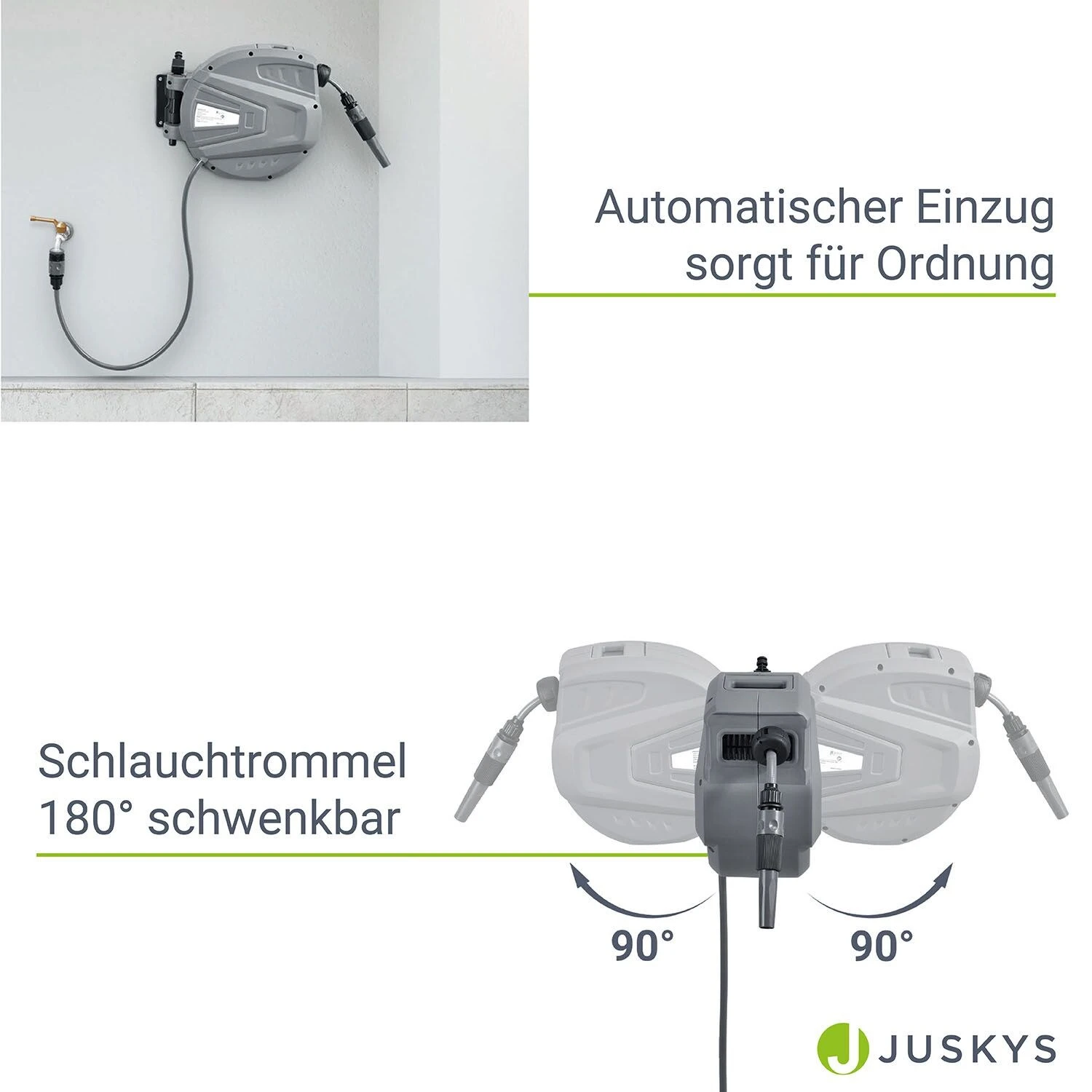 Juskys Schlauchtrommel Flowwater 10 M – Schlauchbox Mit Flexibler Wandhalterung & Aufrollautomatik 4 Juskys Schlauchtrommel Flowwater 10 M – Schlauchbox Mit Flexibler Wandhalterung & Aufrollautomatik – Bild 4