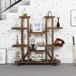 Yaheetech Blumenregal Holz 6 Ebenen Blumenständer Blumenbank Mit Rädern Für Balkon Wohzimmer Outdoor Garten -Entspannender Garten 8600357600 A138 138 prod 003