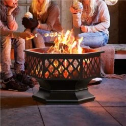 Yaheetech Feuerstelle Garten, Ø 61cm, Feuerkorb, Sechseckige Feuerschale, Feuerschale Für Außenterrasse Hinterhof Campinggarten, Firepit Terrasse, Maschendraht & Schürhaken, Funkenschutzgitter 8 Yaheetech Feuerstelle Garten, Ø 61cm, Feuerkorb, Sechseckige Feuerschale, Feuerschale Für Außenterrasse Hinterhof Campinggarten, Firepit Terrasse, Maschendraht & Schürhaken, Funkenschutzgitter -Entspannender Garten 8600357600 A165 165 prod 002