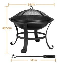 Yaheetech Garten Feuerstelle Mit Funkenschutz & Schürhaken Outdoor Vierbeine Feuerschale Feuerkorb Auf Ihrer Terrase, Schwarz - 54 X 49.5cm (Dx H) -Entspannender Garten 8600357600 A171 171 prod 003 1