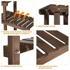 Yaheetech Pflanzenregal Holz Blumenregal 6 Ebenen Blumentreppe Garten Pflanzentreppe Outdoor Blumenständer Mehrstöckig Holzregal, 120,5x25x96,5 Cm -Entspannender Garten 8600357600 A195 195 prod 004