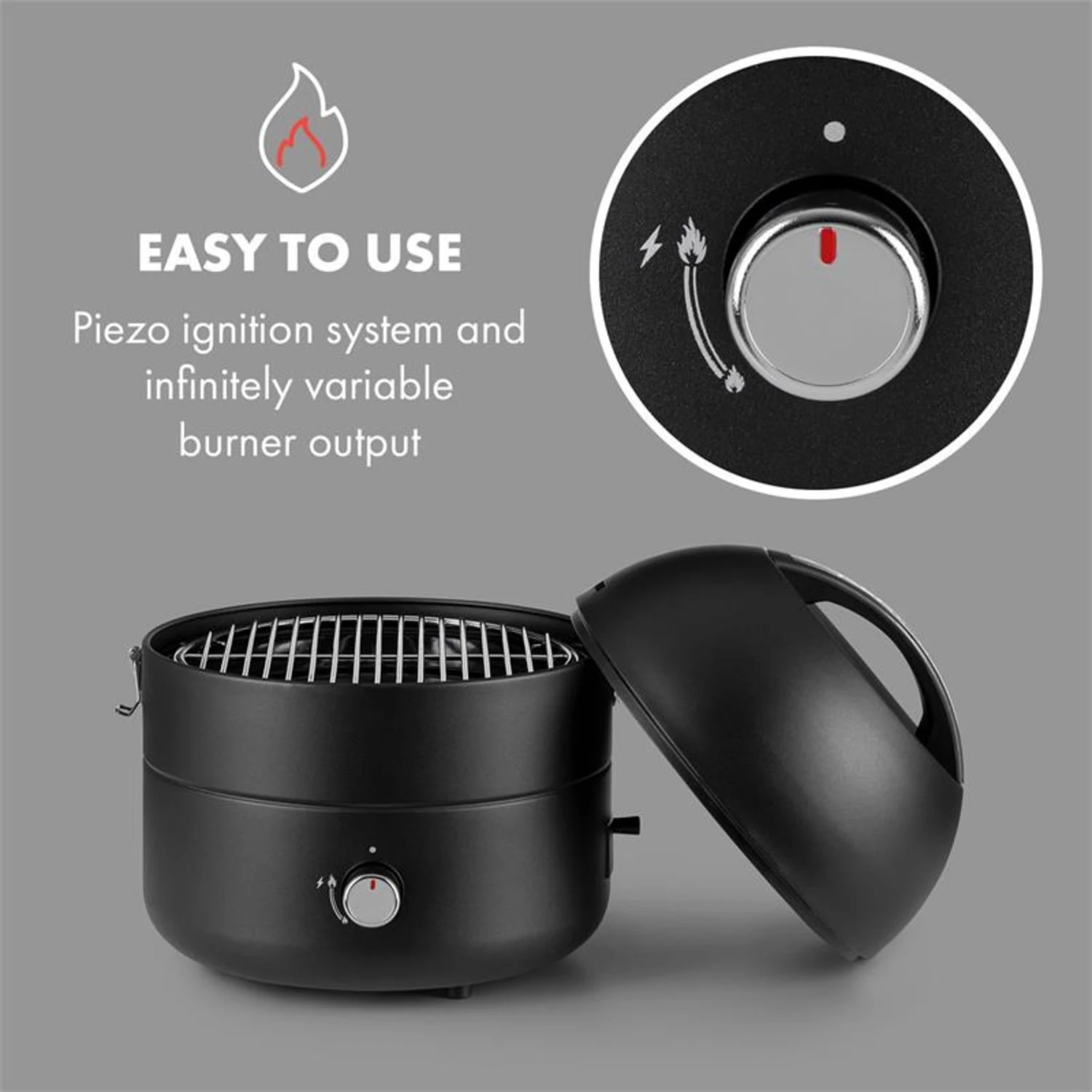 DareDevil BBQ-Gasgrill Campinggrill 2,5kW Ø29cm 4 Personen Stahl Schwarz 3 DareDevil BBQ-Gasgrill Campinggrill 2,5kW Ø29cm 4 Personen Stahl Schwarz – Bild 3